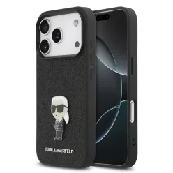   iPhone 17 Pro fekete Karl Lagerfeld Fixed Glitter Metal Ikonik tok
