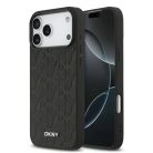 iPhone 17 Pro Max Fekete DKNY PU Bőrből készült Rács Mintás Magsafe tok