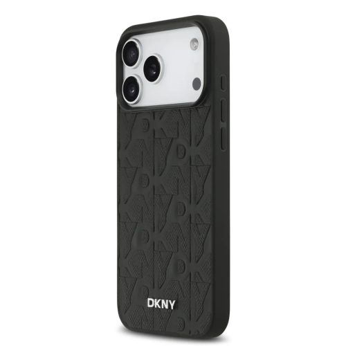 iPhone 17 Pro Max Fekete DKNY PU Bőrből készült Rács Mintás Magsafe tok