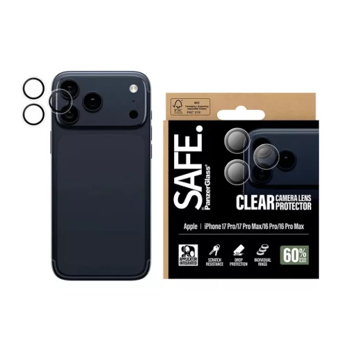 Apple iPhone 17 Pro / iPhone 17 Pro Max / iPhone 16 Pro / iPhone 16 Pro Max Átlátszó PanzerGlass® SAFE. Kamera Lencsevédő üvegfólia