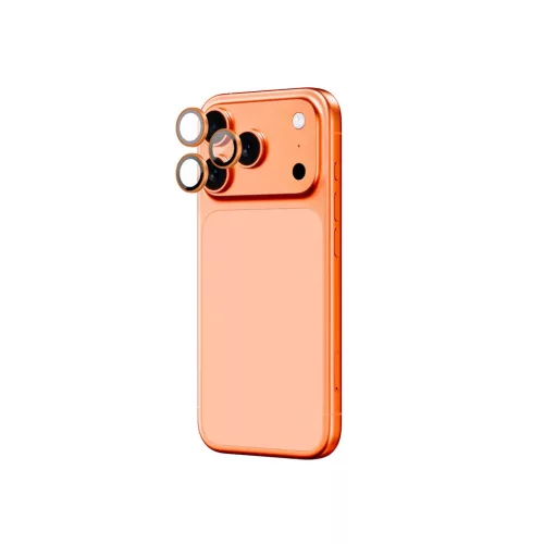 AmazingThing Kamera Üvegfólia iPhone 17 Pro / Pro Max - narancssárga kerettel üvegfólia
