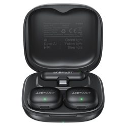   Acefast Wireless Lavalier Microphones (R1) - Type-C, 360° Felvételi Tartomány, Zajcsökkentés, 750mAh, Ultra-alacsony Késleltetés - Fekete