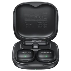   Acefast - Vezeték nélküli Lavalier Mikrofonok (R1) - Lightning, HD 360°Sound, AI zajcsökkentés, 750mAh, ultra-alacsony késleltetés - Fekete
