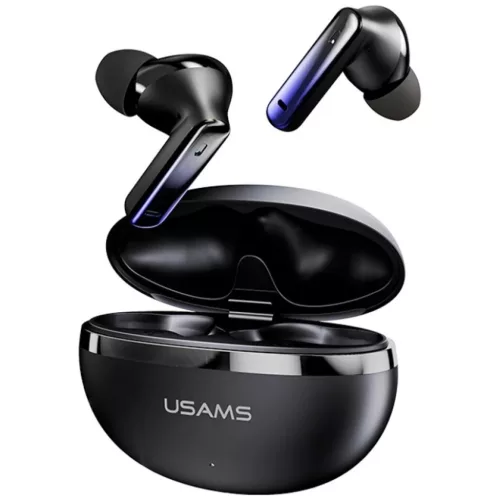 Fekete USAMS Echo E02 TWS ANC+ENC vezeték nélküli Bluetooth fülhallgató