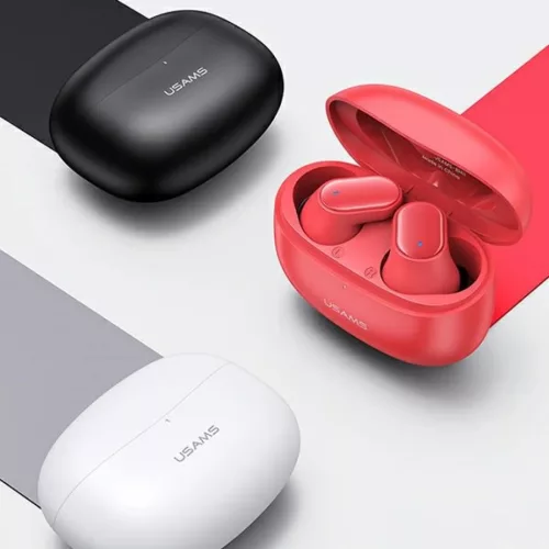 BH Series USAMS Bluetooth 5.1 TWS vezetéknélküli fülhallgató piros BHUBH03