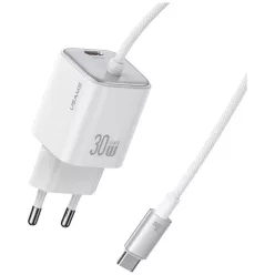  USAMS JC Series CC264 30W GaN Mini Gyors Töltő 2xUSB-C Fehér Fali Töltő