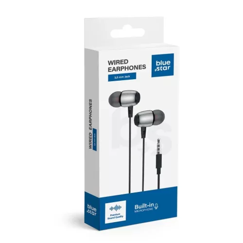 BLUE STAR vezetékes fülhallgató Jack 3,5 mm mikrofonnal M09 1,2 m fekete
