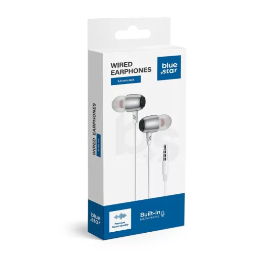 BLUE STAR vezetékes fülhallgató Jack 3,5 mm mikrofonnal M09 1,2 m fehér