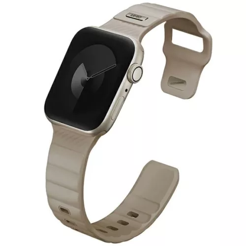 Apple Watch Series 1/2/3/4/5/6/7/8/9/SE/SE3 38/40/41mm - UNIQ Stride FKM Gumi Szíj khaki/sápadt