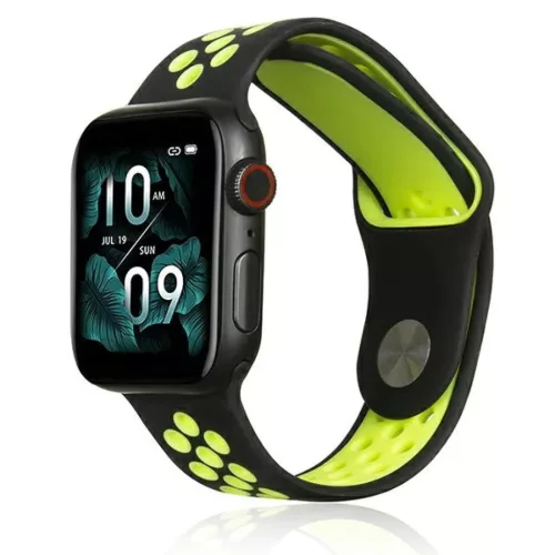 Apple Watch Sport Szilikon Szíj 38/40/41mm Fekete/Citromsárga