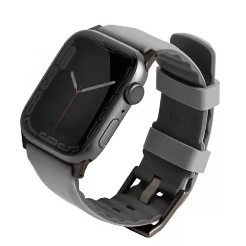 Apple Watch 1/2/3/4/5/6/7/8/9/SE/SE2/SE3 38/40/41 mm UNIQ Linus Szíj Airosoft Szilikon kréta szürke