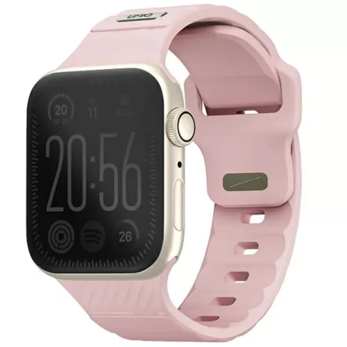 Apple Watch Series 1/2/3/4/5/6/7/8/9/SE/SE2/SE3 38/40/41mm UNIQ Stride FKM Gumiszíj Rózsaszín/Halvány