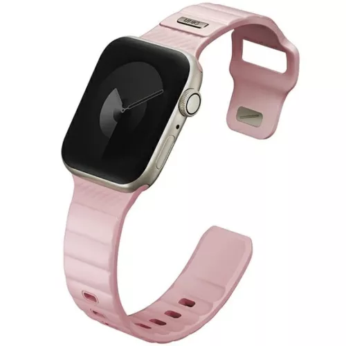 Apple Watch Series 1/2/3/4/5/6/7/8/9/SE/SE2/SE3 38/40/41mm UNIQ Stride FKM Gumiszíj Rózsaszín/Halvány