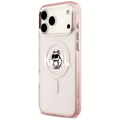 iPhone 17 Pro Max Karl Lagerfeld IML Choupette Sketch Logo MagSafe rózsaszín tok