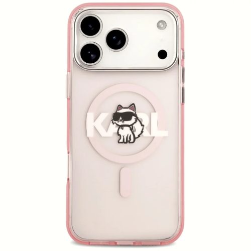iPhone 17 Pro Max Karl Lagerfeld IML Choupette Sketch Logo MagSafe rózsaszín tok