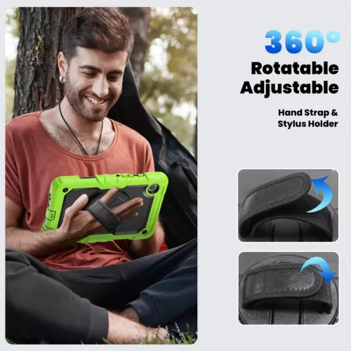 Samsung Galaxy Tab A9 Plus 11.0 (X210/X215/X216) tablet tok vállpánttal (zöld/fekete) ütésálló