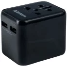 Verbatim Utazó Adapter EU/UK/US 2xUSB-A UTA-01 fekete