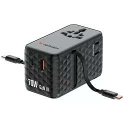   Verbatim Travel Adapter EU/UK/US GaN 1xUSB-C/1xUSB-A/2xUSB-C PD 70W fekete