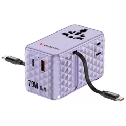   Verbatim Travel Adapter EU/UK/US GaN 1xUSB-C/1xUSB-A/2xUSB-C PD 70W lila