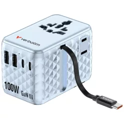   Verbatim Travel Adapter EU/UK/US GaN 2xUSB-C/2xUSB-A/1xUSB-C PD 100W kék