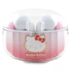   Hello Kitty Rózsaszín átmenetes elektroplating logó Bluetooth fülhallgató TWS + dokkoló állomás