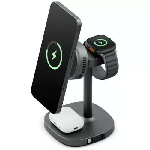 Energea MagArctic Stand 4-in-1 Qi2 Töltőállomás hűtéssel és kábellel grafit