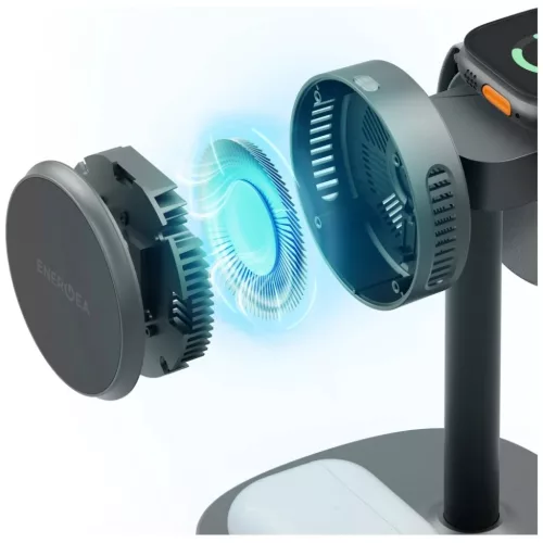 Energea MagArctic Stand 4-in-1 Qi2 Töltőállomás hűtéssel és kábellel grafit
