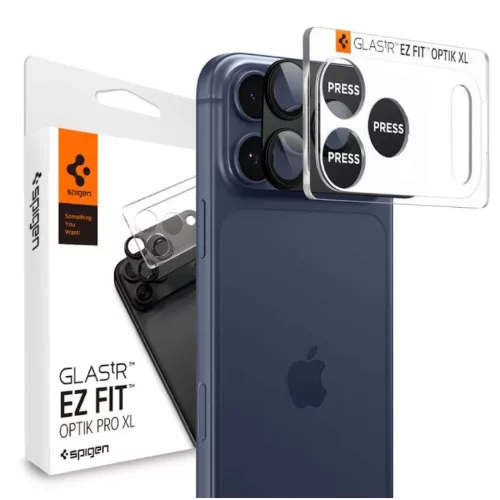 iPhone 17 Pro Max Spigen Optik Pro XL "EZ Fit" kameravédő fekete üvegfólia