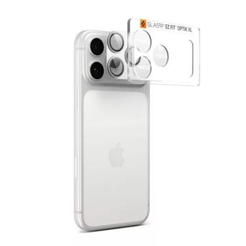 iPhone 17 Pro Max Spigen Optik Pro XL "EZ Fit" Kamera Védőfólia Ezüst