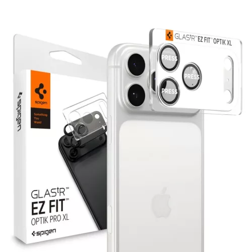 iPhone 17 Pro Spigen Optik Pro XL Glas.tr "EZ Fit" kameravédő ezüst üvegfólia