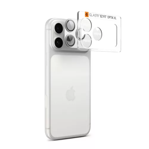 iPhone 17 Pro Spigen Optik Pro XL Glas.tr "EZ Fit" kameravédő ezüst üvegfólia
