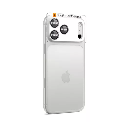 iPhone 17 Pro Spigen Optik Pro XL Glas.tr "EZ Fit" kameravédő ezüst üvegfólia