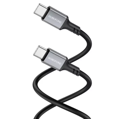 Data Cable (BX83) Type-C to Type-C, Szilikon, Univerzális, 60W, 1m - Fekete Borofone kábel