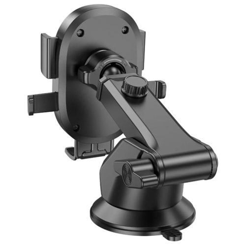 Borofone Autós tartó BH93 tapadókorongos, műszerfal/szélvédő számára, 360°-ban állítható, teleszkópos kar, 4,7–7" - Fekete