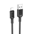 Data Cable Borofone Feliz Series (BX111) - USB to Lightning, PVC, Univerzális, 60W, 2.4A, 1m - Fekete