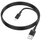 Data Cable Borofone Feliz Series (BX111) - USB to Lightning, PVC, Univerzális, 60W, 2.4A, 1m - Fekete