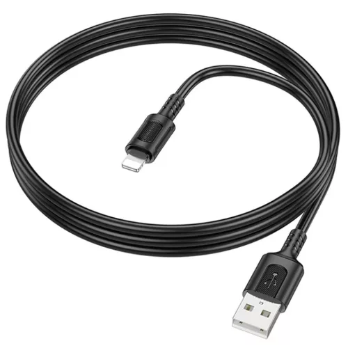 Data Cable Borofone Feliz Series (BX111) - USB to Lightning, PVC, Univerzális, 60W, 2.4A, 1m - Fekete