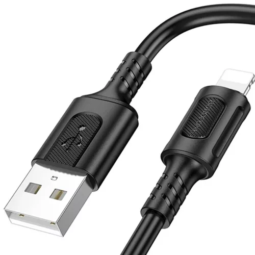 Data Cable Borofone Feliz Series (BX111) - USB to Lightning, PVC, Univerzális, 60W, 2.4A, 1m - Fekete