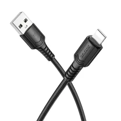   USB to Lightning Borofone Certain Series BX116 adatkábel, Nylon Fonott, 2.4A, 1m - fekete