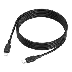   Borofone Lenny Sorozat Adatkábel (BX113) - Type-C to Lightning, 3A, 27W, Szilikon, 2m - Fekete