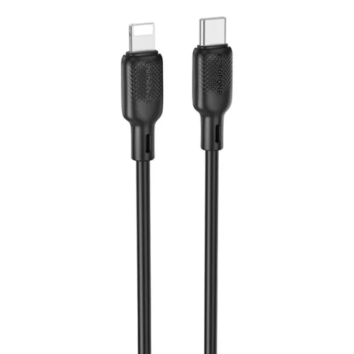 Borofone Lenny Sorozat Adatkábel (BX113) - Type-C to Lightning, 3A, 27W, Szilikon, 2m - Fekete