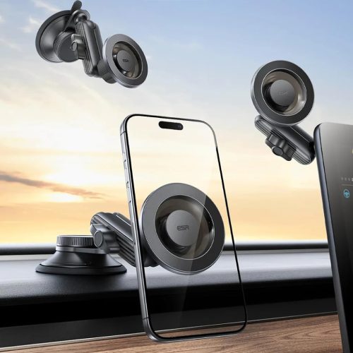 ESR Autós tartó OmniLock (2B5240162) - Műszerfalra, 360°, Mágneses, Rugalmas gömbcsuklós kar, Alumínium - Fekete/Karbon szálas