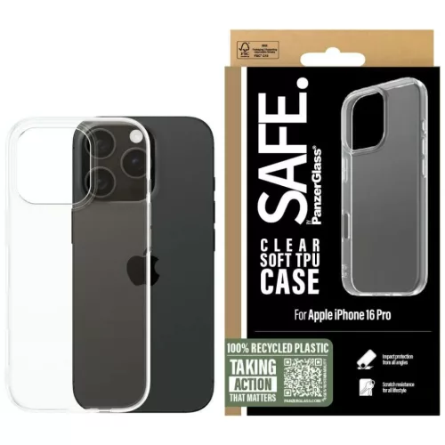 iPhone 16 Pro Case SAFE by PanzerGlass TPU tok áttetsző