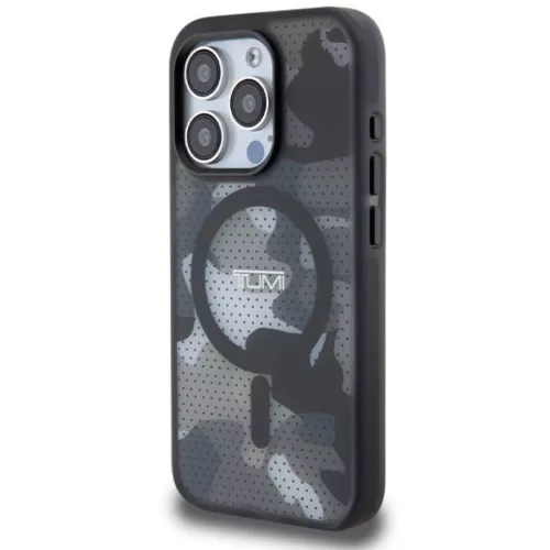 iPhone 15 Pro 6.1" Tumi TUHMP15LTCAMK fekete hátlap tok Frosted Camo Pintával és MagSafe-fel