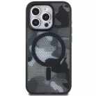 iPhone 15 Pro 6.1" Tumi TUHMP15LTCAMK fekete hátlap tok Frosted Camo Pintával és MagSafe-fel