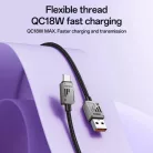 Yesido USB to Type-C adatkábellel (CA135C) - Gyors töltés, QC18W, 3A, 480Mbps, CarPlay kompatibilis, cink ötvözet, 1.2m - Fekete