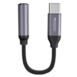  Yesido Type-C to Jack 3.5mm Fekete Audio Kábel Adapter (YAU19)