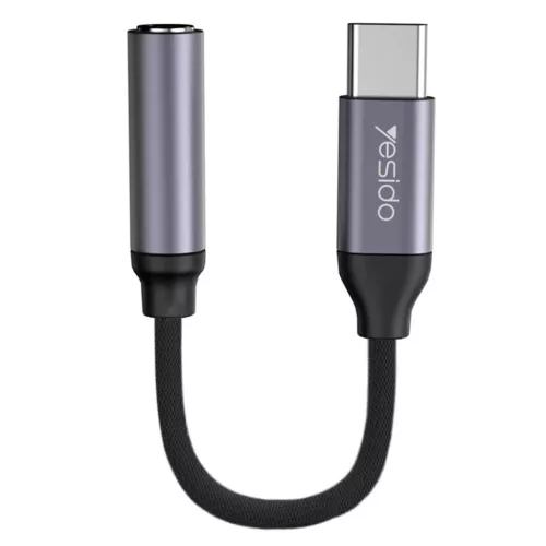 Yesido Type-C to Jack 3.5mm Fekete Audio Kábel Adapter (YAU19)