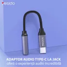 Yesido Type-C to Jack 3.5mm Fekete Audio Kábel Adapter (YAU19)