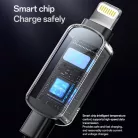 Yesido Adatkábel (CA180) - Szupergyors töltés, digitális kijelzővel, Type-C to Type-C, 27W, 3A, 480Mbps, 1,2m - Fekete